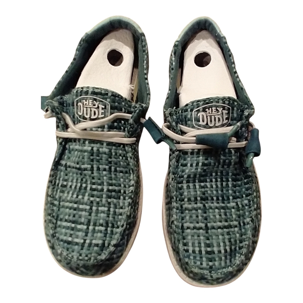 Hey Dude Women's Slip-On Knit Sneakers in Teal Green